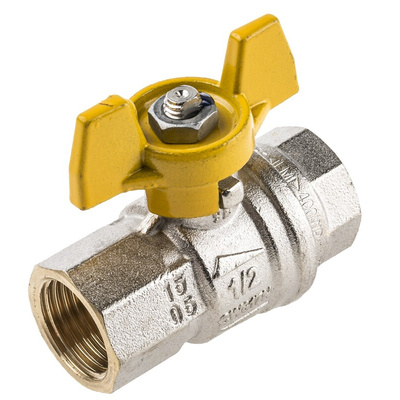 RS PRO Brass 2 Way, Ball Valve, BSPP 1/2in, 40 → 30bar Operating Pressure