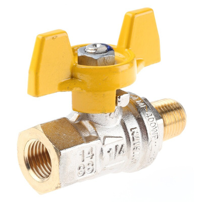 RS PRO Brass 2 Way, Ball Valve, BSPP 1/4in, 40 → 30bar Operating Pressure