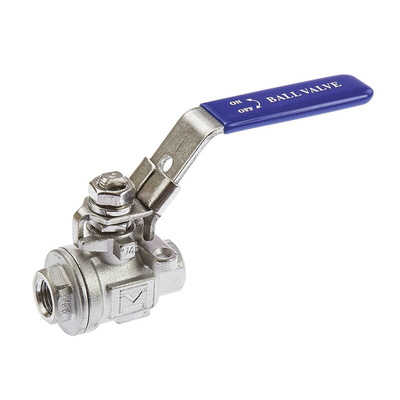 RS PRO Stainless Steel Full Bore, 2 Way, Ball Valve, BSPP 1/4in