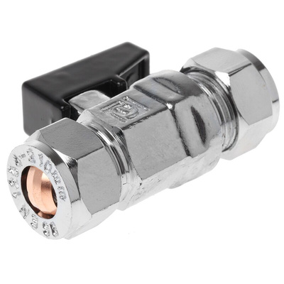 RS PRO Nickel Plated Brass 2 Way, Ball Valve, BSP, 10mm
