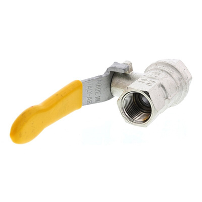 RS PRO Nickel Plated Brass Full Bore, 2 Way, Ball Valve, BSPT 3/8in, 40bar Operating Pressure