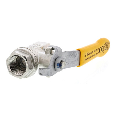 RS PRO Nickel Plated Brass Full Bore, 2 Way, Ball Valve, BSPT 3/8in, 40bar Operating Pressure