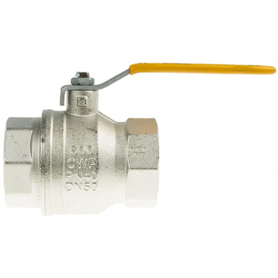 RS PRO Nickel Plated Brass Full Bore, 2 Way, Ball Valve, BSPT 2in, 40bar Operating Pressure