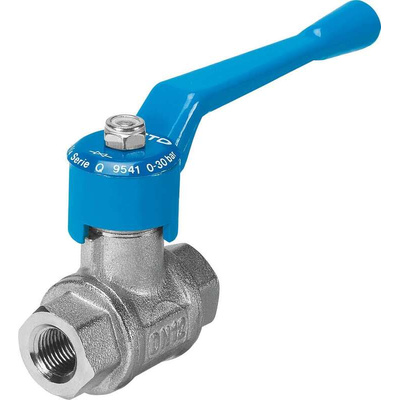 Festo Brass 2 Way, Ball Valve, G 1/4in, 10mm, -0.95 → 30bar Operating Pressure