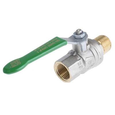 RS PRO Brass Full Bore, 2 Way, Ball Valve, BSPP 1/2in