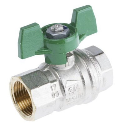 RS PRO Brass Full Bore, 2 Way, Ball Valve, BSPP 3/4in