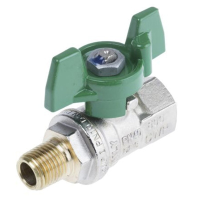 RS PRO Brass Full Bore, 2 Way, Ball Valve, BSPP 1/4in