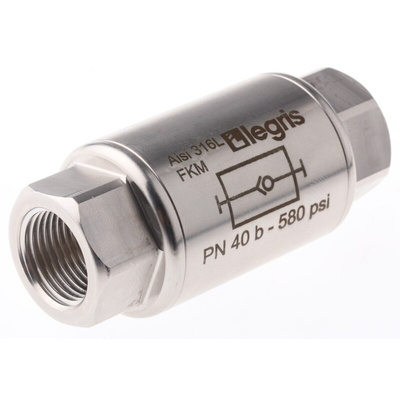 Legris Stainless Steel Single Non Return Valve, G 3/8in, 40 bar
