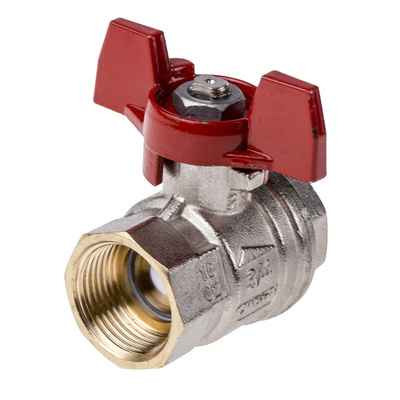 RS PRO Brass Full Bore, 2 Way, Ball Valve, BSPP 3/4in, 40 → 30bar Operating Pressure
