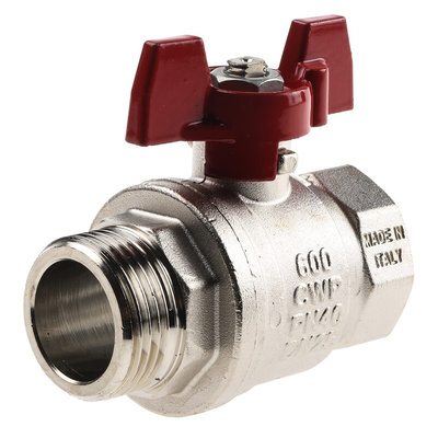 RS PRO Brass Full Bore, 2 Way, Ball Valve, BSPP 1in, 40 → 30bar Operating Pressure