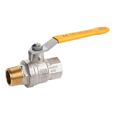 RS PRO Brass Full Bore, 2 Way, Ball Valve, BSPP 3/4in, 40 → 30bar Operating Pressure