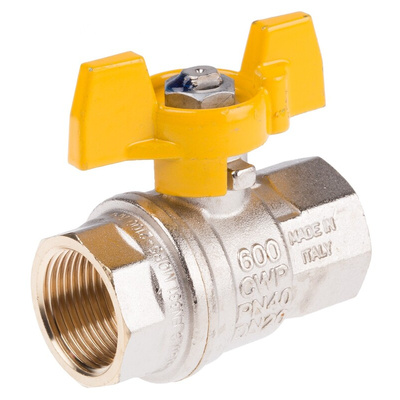 RS PRO Brass Full Bore, 2 Way, Ball Valve, BSPP 3/4in, 40 → 30bar Operating Pressure