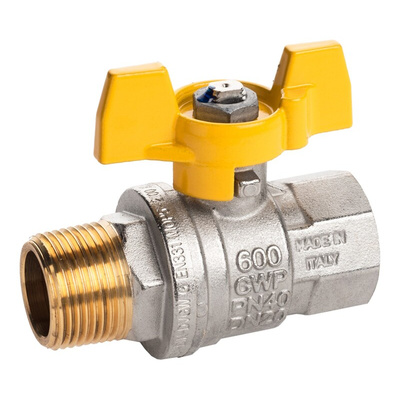 RS PRO Brass Full Bore, 2 Way, Ball Valve, BSPP 3/4in, 40 → 30bar Operating Pressure