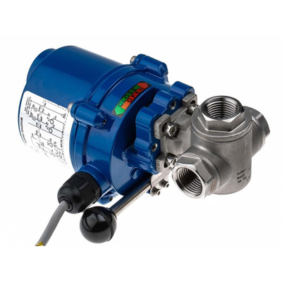 RS PRO 24 V, 110 V, 220 V 3 port Motorised Valve, Ball Valve type , 1/2in Pipe Size, 1000 psi