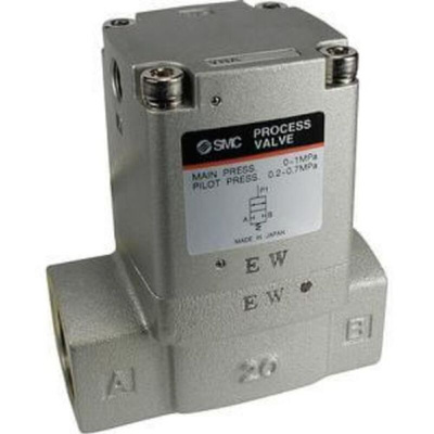 SMC Cylinder type Pneumatic Operated Process Valve, Rc 1/4in to Rc (taper) 1/4in, 1 MPa