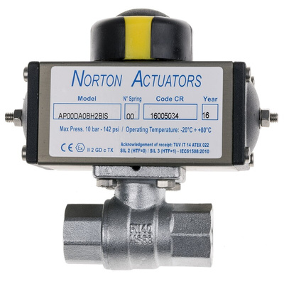 RS PRO Ball type Pneumatic Actuated Valve, BSP 1/4in, 40 bar