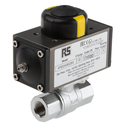 RS PRO Ball type Pneumatic Actuated Valve, BSP 3/8in, 40 bar