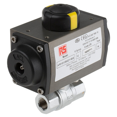 RS PRO Ball type Pneumatic Actuated Valve, BSP 3/8in, 40 bar