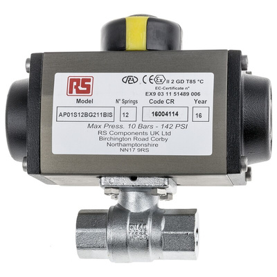 RS PRO Ball type Pneumatic Actuated Valve, BSP 1/4in, 40 bar