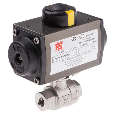 RS PRO Ball type Pneumatic Actuated Valve, BSP 1/4in, 1000 psi
