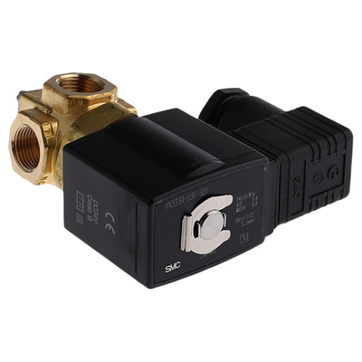 SMC Solenoid Valve VX3334-03F-5D1, 3 port(s) , Common, 24 V dc, 3/8in