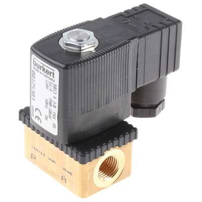 Burkert Solenoid Valve 125303, 2 port(s) , NC, 110 V ac, 1/4in