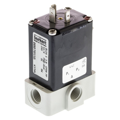 Burkert Solenoid Valve 078556, 3 port(s) , NO/NC, 24 V dc, 1/4in