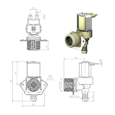 RS PRO Solenoid Valve, 2 port(s) , NC, 230 V ac/dc, 3/4in