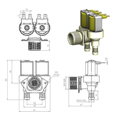 RS PRO Solenoid Valve, 3 port(s) , NC, 24 V ac/dc, 3/4in