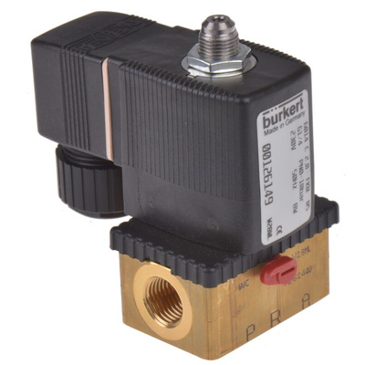 Burkert Solenoid Valve 126149, 3 port(s) , NC, 230 V ac, 1/4in