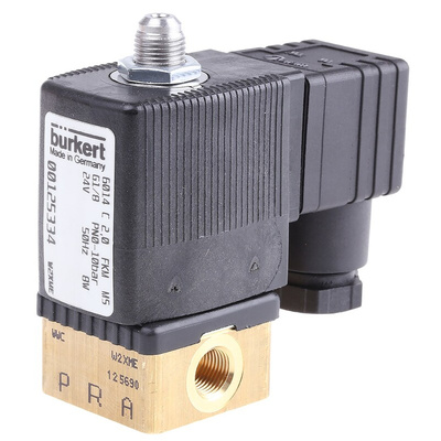 Burkert Solenoid Valve 125334, 3 port(s) , NC, 24 V ac, 1/8in