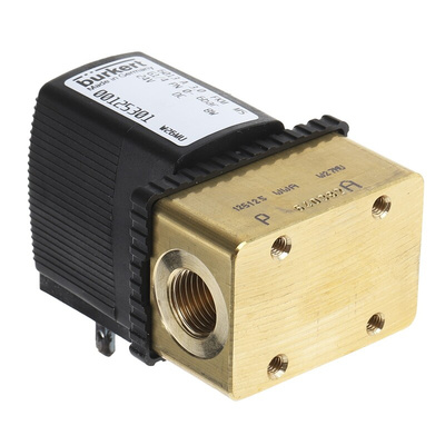 Burkert Solenoid Valve 125301, 2 port(s) , NC, 24 V dc, 1/4in