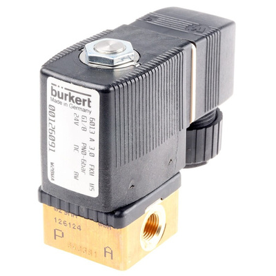 Burkert Solenoid Valve 126091, 2 port(s) , NC, 24 V dc, 1/8in