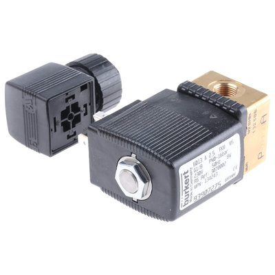 Burkert Solenoid Valve 134243, 2 port(s) , NC, 230 V ac, 1/8in