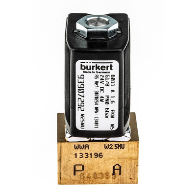 Burkert Solenoid Valve 134071, 2 port(s) , NC, 24 V dc, 1/8in