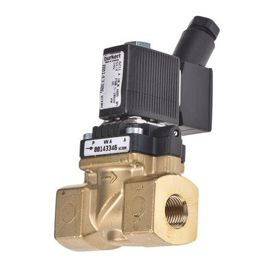 Burkert Solenoid Valve 143306, 2 port(s) , NC, 24 V dc, 1/4in