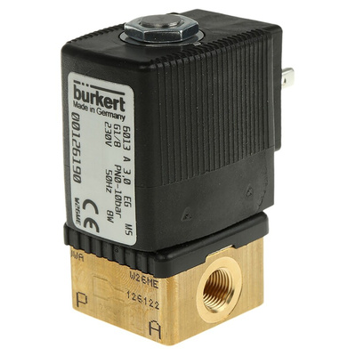 Burkert Solenoid Valve 126190, 2 port(s) , NC, 230 V ac, 1/8in