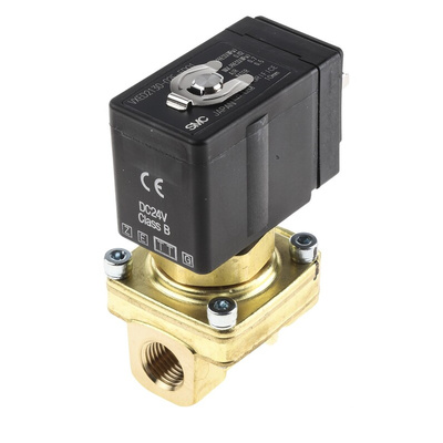 SMC Solenoid Valve VXED2130-02F-5DO1, 2 port(s) , NC, 24 V dc, 1/4in