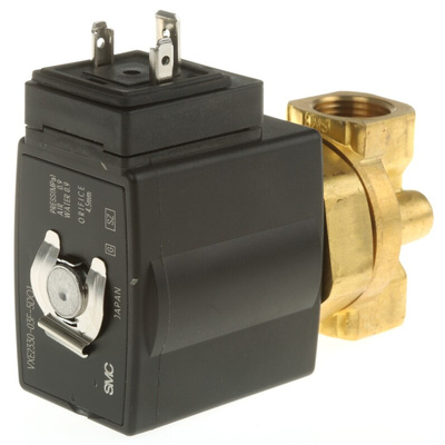 SMC Solenoid Valve VXE2330-03F-5DO1, 2 port(s) , NC, 24 V dc, 3/8in