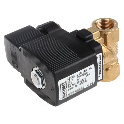 Burkert Solenoid Valve 221598, 2 port(s) , NC, 24 V dc, 3/8in