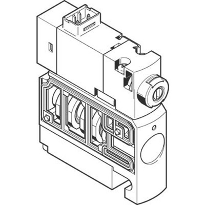 Festo Solenoid Valve CPVSC1-M1LH-N-T-Q3O, 1 port(s) , NO, 24 V dc, 3/2in