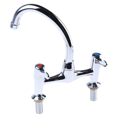 Pegler Yorkshire Chrome Plated Brass Quarter Turn Lever Handle Dual Flow Pillar Pattern Sink Mixer, 1/2in