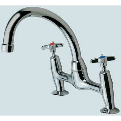 Pegler Yorkshire Chrome Plated Brass Twist Handle Dual Flow Pillar Pattern Sink Mixer, 1/2in
