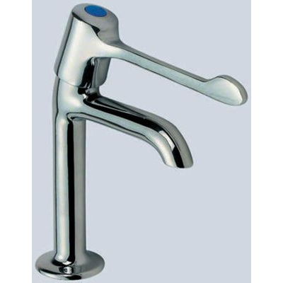 Pegler Yorkshire Chrome Plated Brass Quarter Turn Extended Lever Handle High Neck Cold Sink Tap, 1/2in