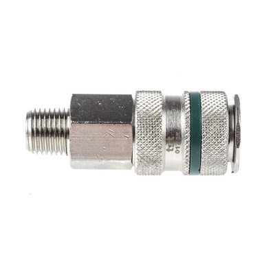 RS PRO Brass, Steel Male Pneumatic Quick Connect Coupling, R 1/4 Male Threaded