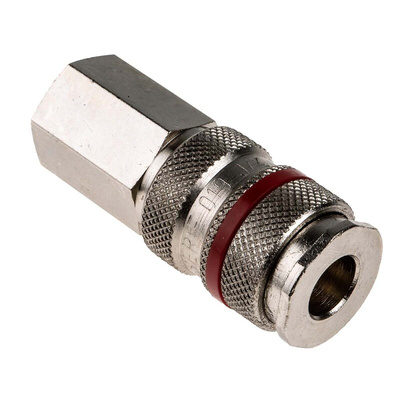 RS PRO Brass Female Pneumatic Quick Connect Coupling, G 1/4 Female Threaded