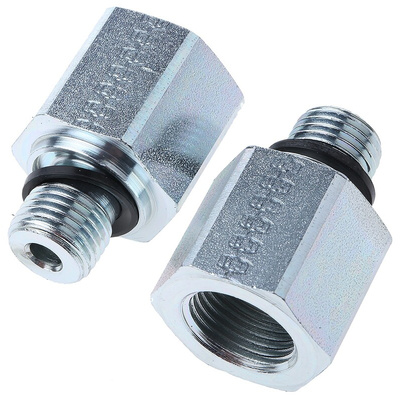 Parker Hydraulic Straight Threaded Reducer G 1/4 Male to G 3/8 Female, RI1/4EDX3/8CF