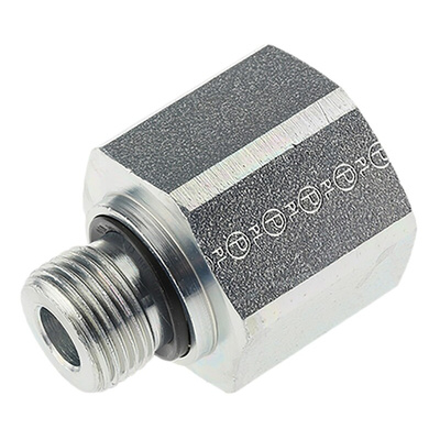 Parker Hydraulic Straight Threaded Reducer G 3/8 Male to G 1/2 Female, RI3/8EDX1/2CF