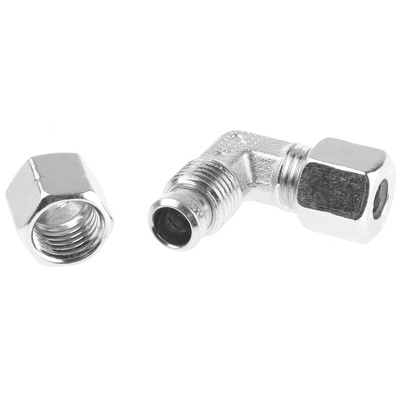 Parker Steel Zinc Plated Hydraulic Elbow Compression Tube Fitting, W08LCF