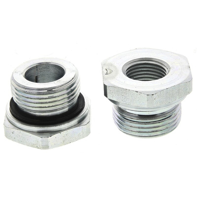 Parker Hydraulic Straight Threaded Reducer G 1 Male to G 1/2 Female, RI1EDX1/2CF